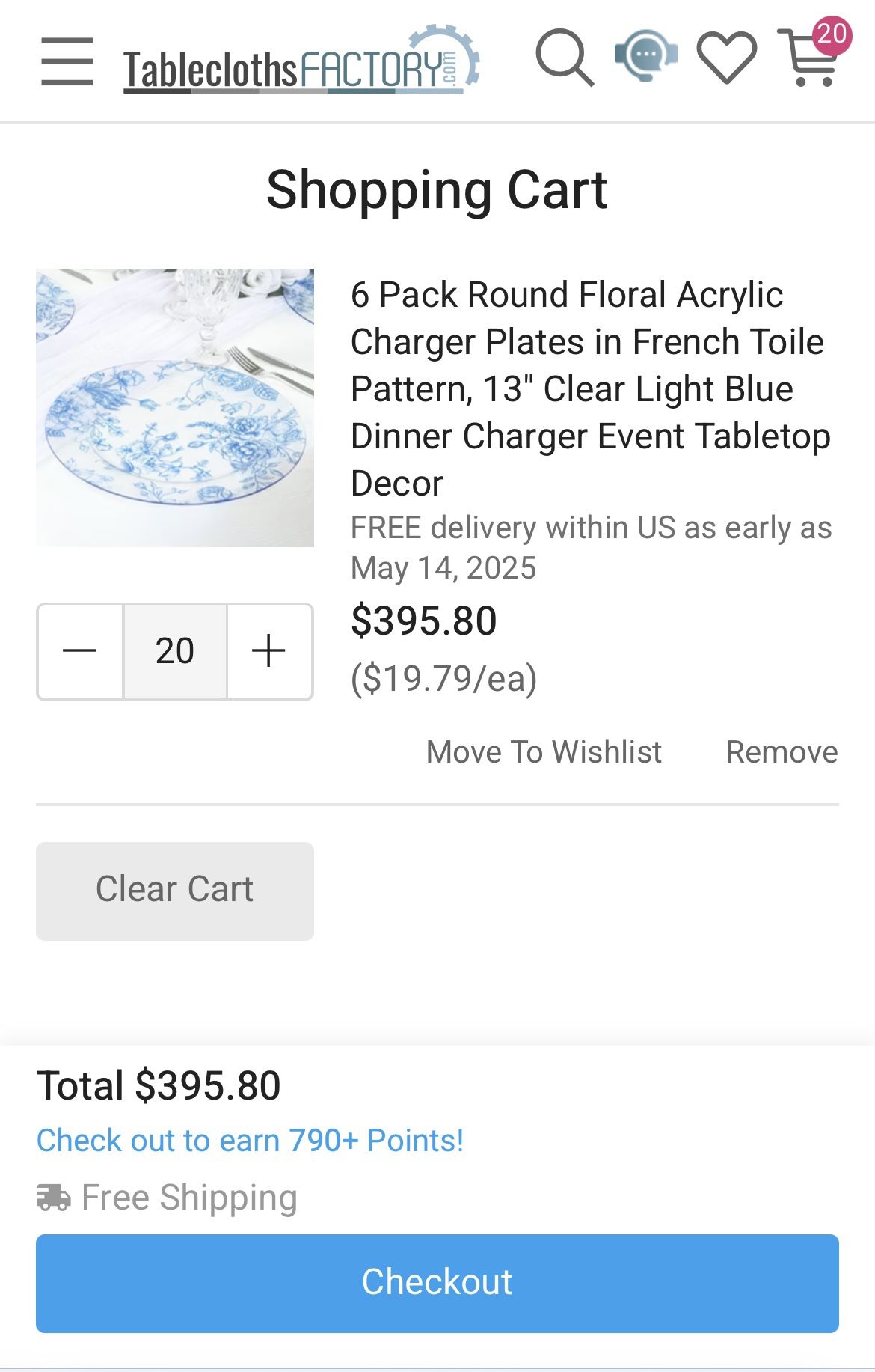 French Blue Floral Chargers