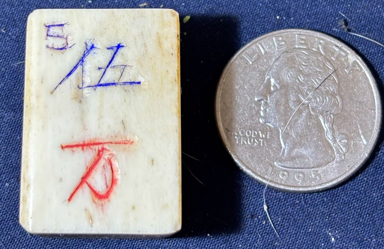 Rare Vintage Mahjong Tile Design Button. Bamboo Back.