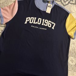 Polo Ralph Lauren ‘1967’Colorblock Ringer Tee Shirt (fits Blue) Men’s Large NWT  