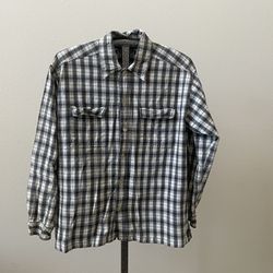 Quiksilver Black White Plaid Flannel Shirt - Men’s Size M