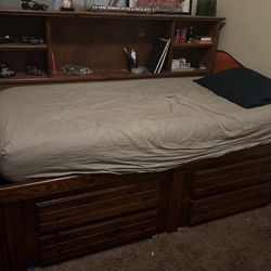 Dark Wood Captains Bed  Twin