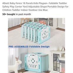 Albott Baby Fence 18 Panels Kids Playpen- Foldable Toddler Safety Play Center Yard Adjustable Shape