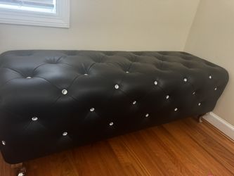 Baxton Studio Stella Crystal Tufted Modern Bench, Black