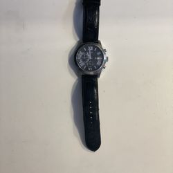 GUESS MEN’S CHRONOGRAPH DIAL LEATHER WATCH 