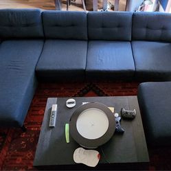 Burrow Nomad King Sectional with Ottoman (Blue)