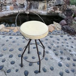 Two 1950s-60s MCM Atomic Swivel Barstools 