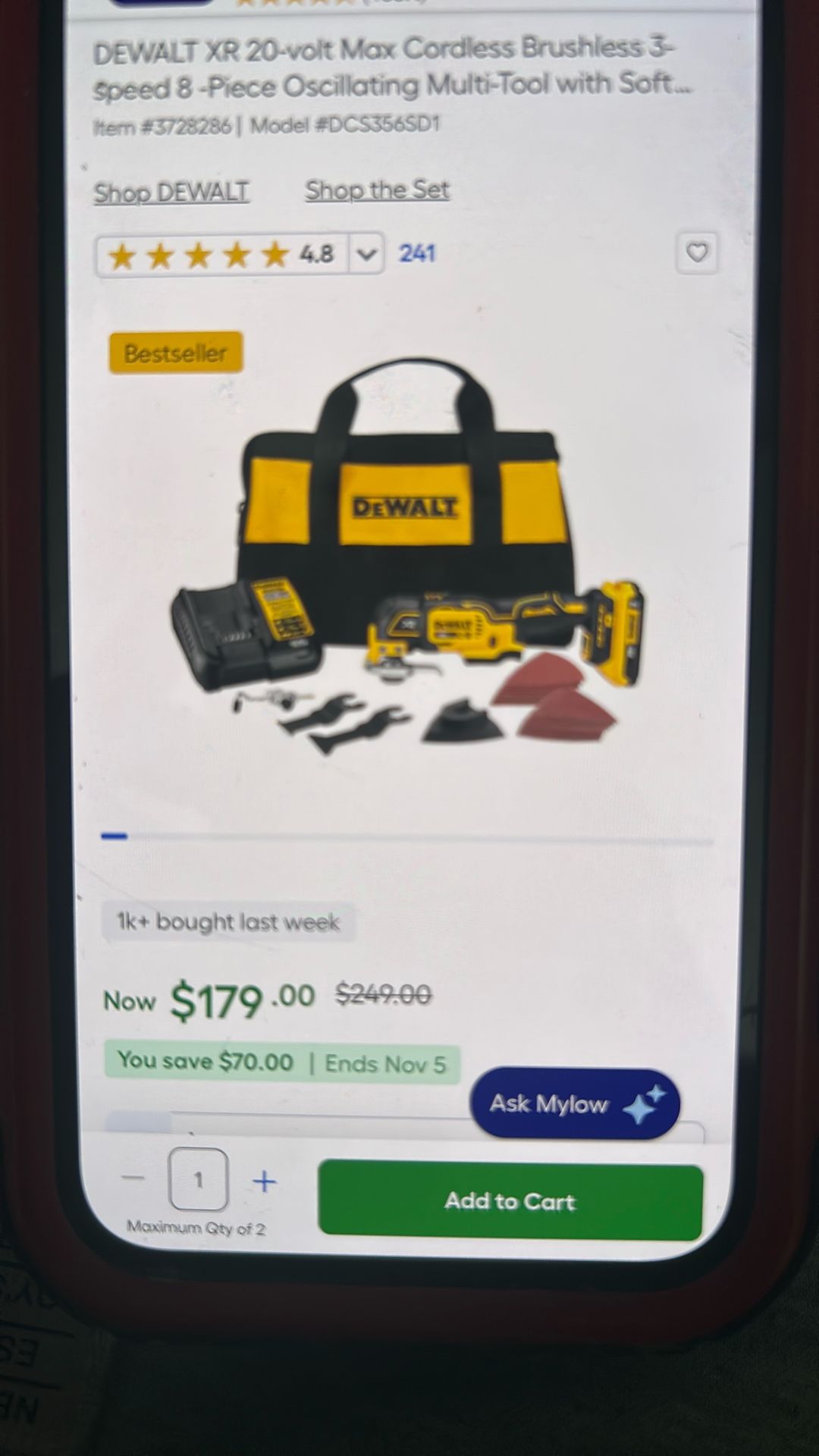 DEWALT XR 20-volt Max Cordless Brushless 3 Speed 8 Piece Oscillating Multi Tool