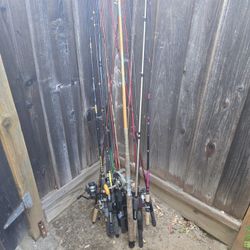 Fishing Rods With Reels And  Collection Fishing Reels Lot