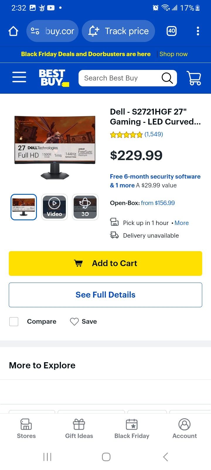 Dell Curved 27 Inch Led Monitor/tv
