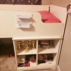Children's Girl's White Loft Bed