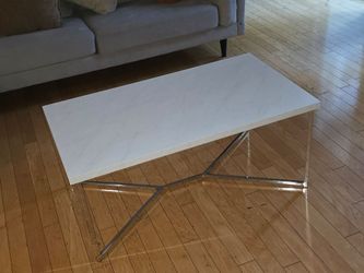 White Marble Top Coffee Table Chrome Base