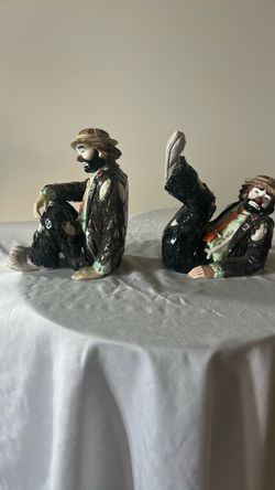 Clown Emmett Kelly Jr ceramic figure book ends