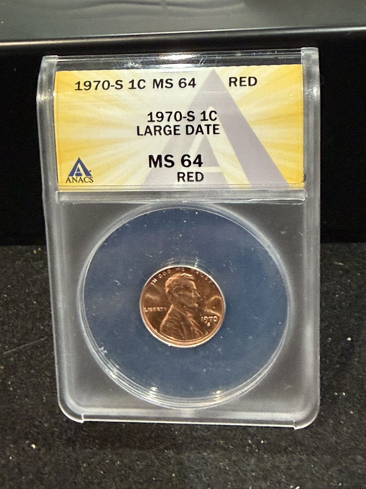 1970 S Brilliant Uncirculated Large Date Lincoln Penny Graded At MS64 6-18