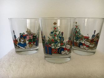 Vintage 1988 AHC Anchor Hocking Christmas Glass set of 3