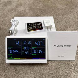 16 in 1 Air Quality Monitor Indoor 7" Wildfire CO2 Monitor, 9 AQI+7 Alerts 7" Large Display
