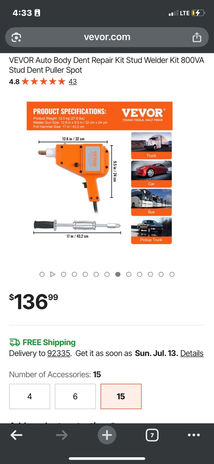 Auto Body Dent Repair Kit Stud Welder