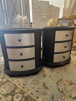 Pair of large oval shaped nightstands