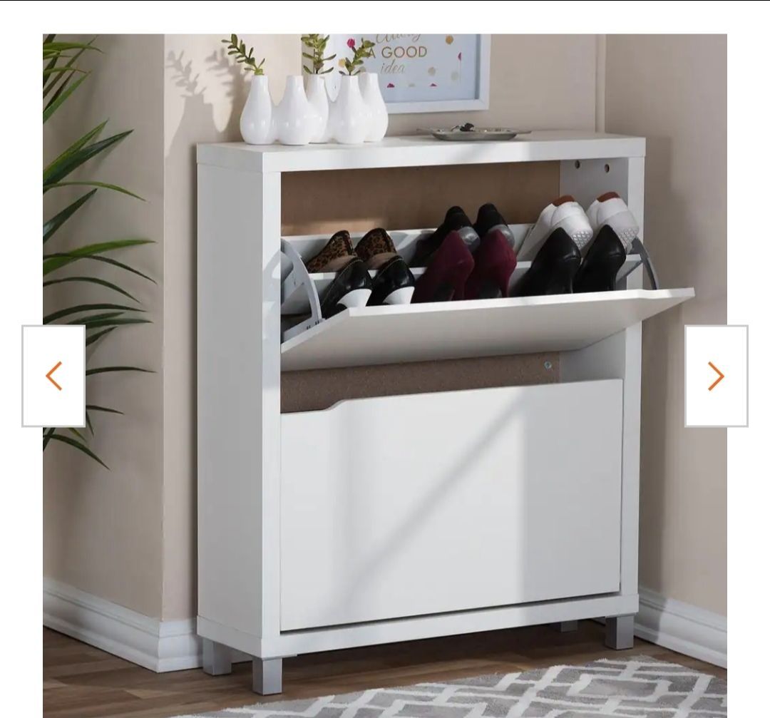 White 2-Drawer Shoe Storage Cabinet