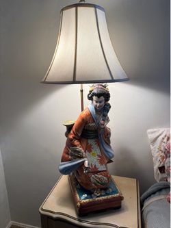 Large Rare Capodimonte Porcelain BenRose Geisha vintage lamp