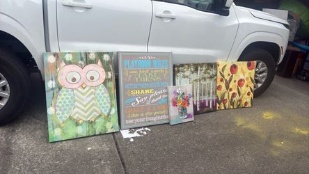 Set of 5 Decorative Wall Art Canvases