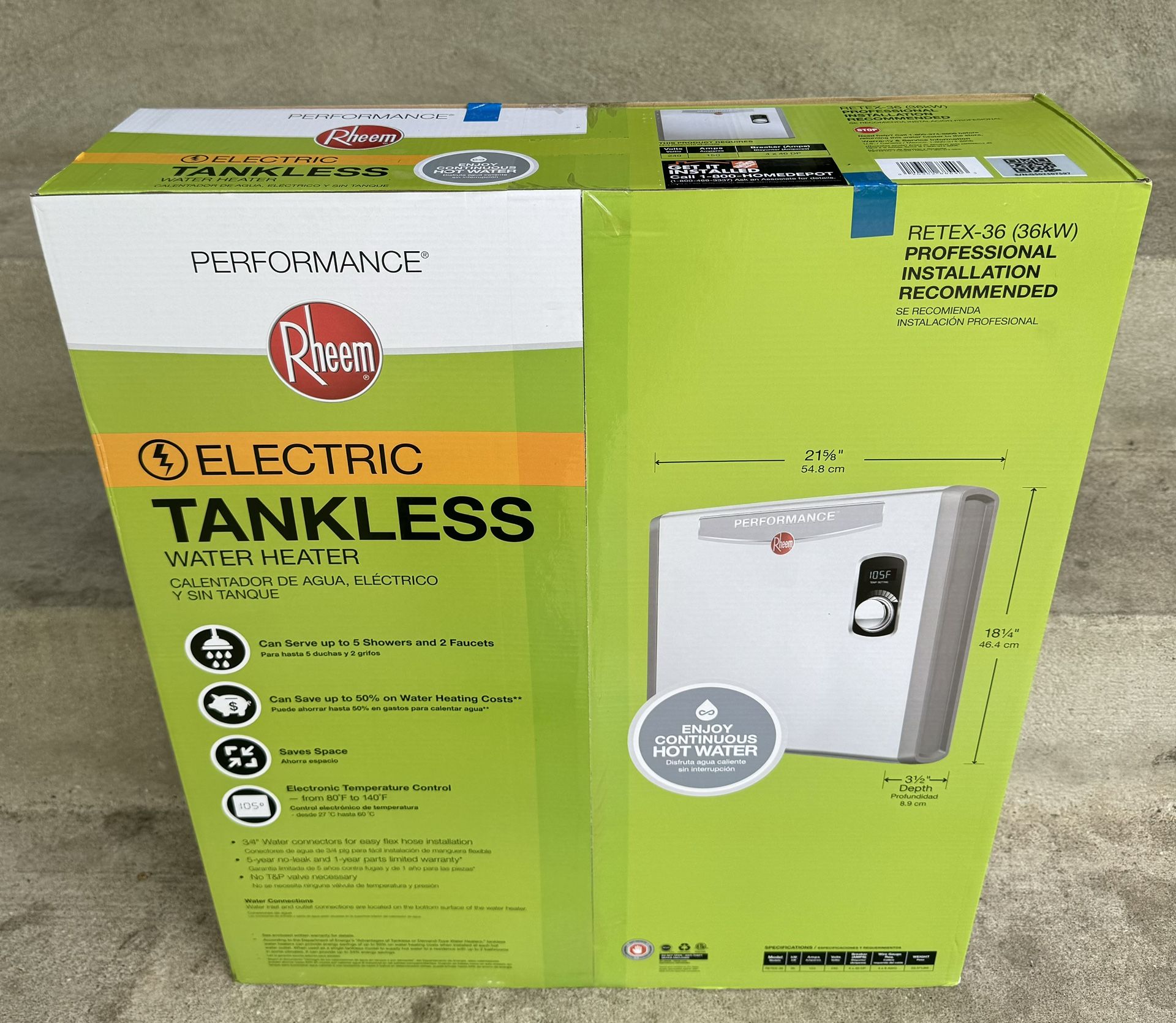 RHEEM RTEX-36 36kw 240v Tankless, Instant Electric Water Heater