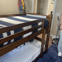 Bunk Beds Wood With Mattresses. 