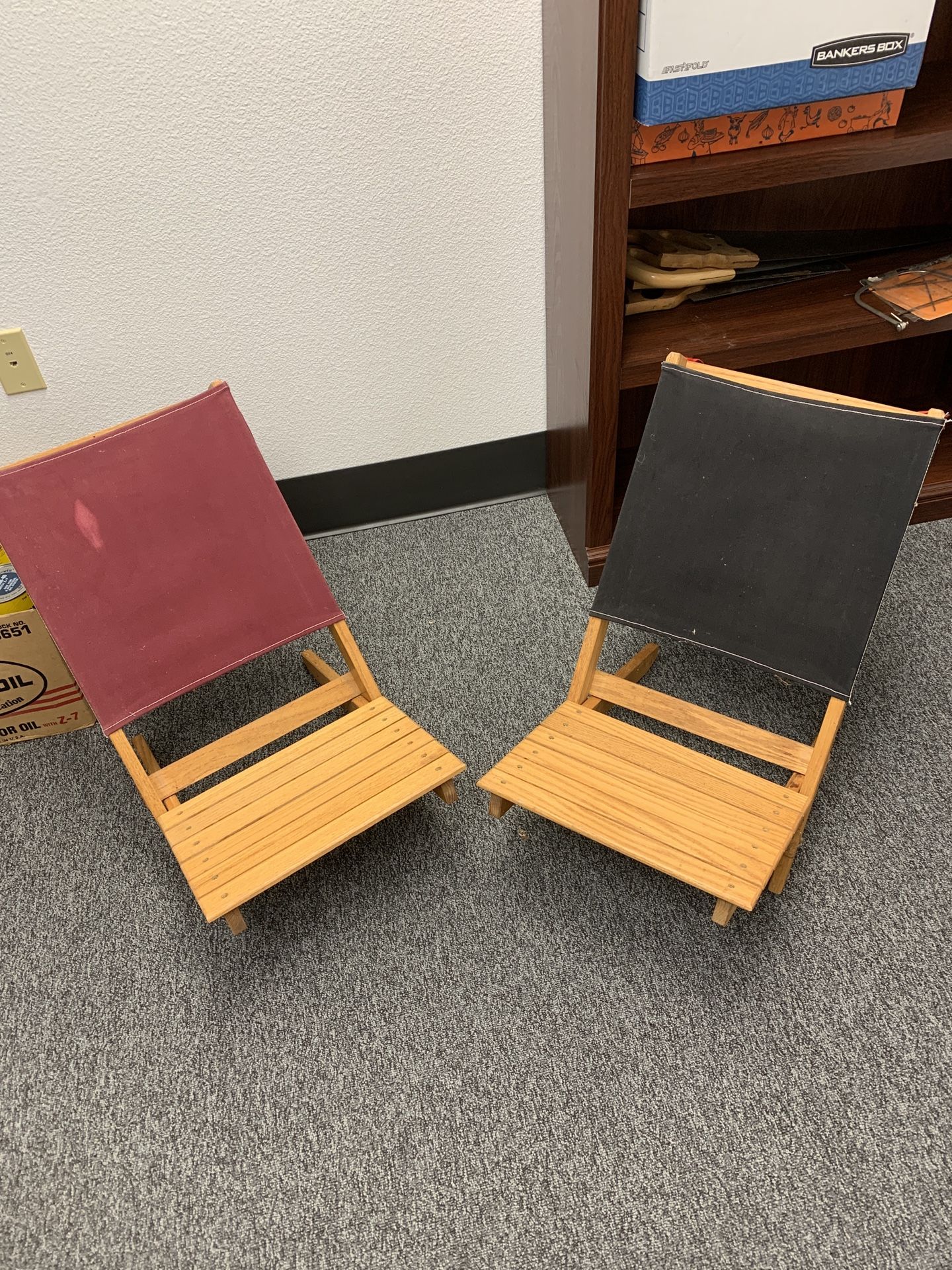 Oak And Canvas Sand Chairs