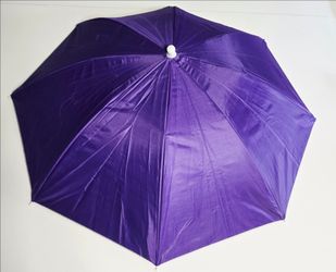 Purple Hands-Free Umbrella Hat Adjustable Head Strap Fishing Gardening 30”