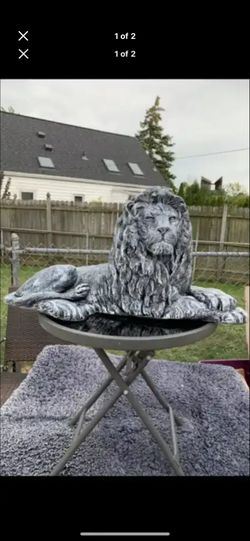 Stone Colored Lion Statue