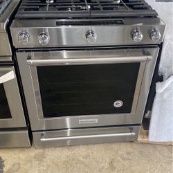 Kitchen Aid Slide -in Gas Stove Stainless Steel 