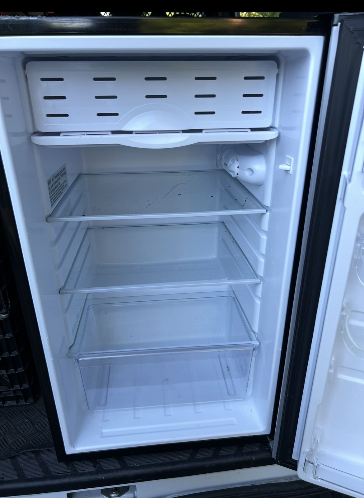 Silver And Black Magic Chef Mini Fridge With Small Freezer
