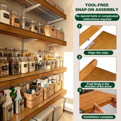 Brand NEW 5pcs, 40"Wx16"D Wire Shelf Covers for Pantry, Bamboo Shelf Covers for Wire Shelving Closet