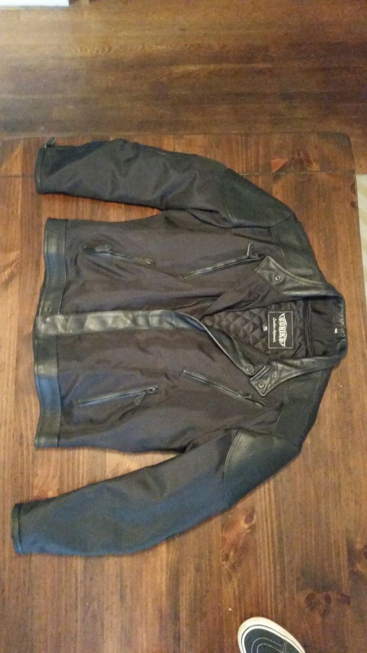 Leather and Nylon Motorcycle Jacket