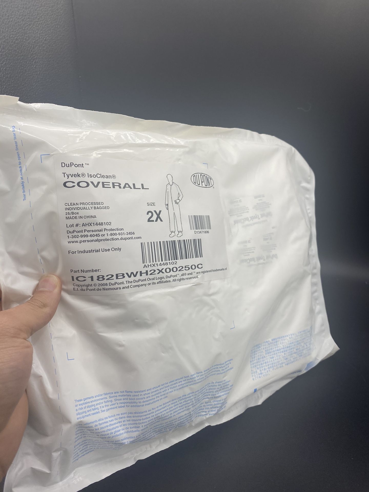 (5) DuPont TYVEK IsoClean Coverall Size 2X Individually Packed Brand New Sealed