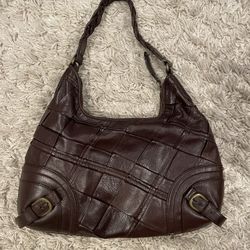 Authentic Elliott Lucca Brown Woven Leather Hobo Bag – 100% Cowhide – Y2K Boho