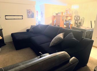 Oversized couch Living Spaces Lodge Modular Sectional - Bella Twilight Navy - Like New