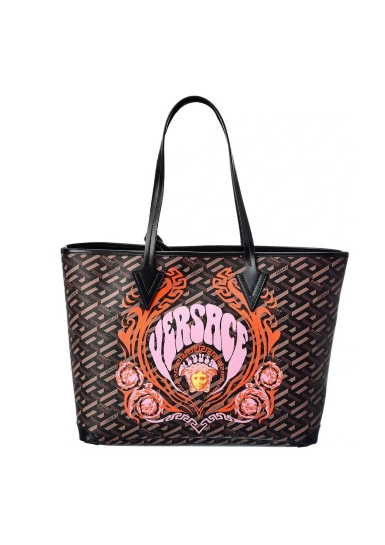 SALE!! Versace La Greca Medusa music logo tote bag w wallet attachment NEW