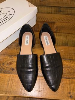 Steve Madden Black Croc-Embossed D'Orsay Flats