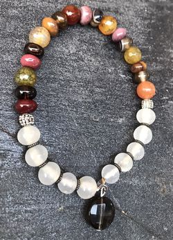 Moonstone & colorful agate bracelet