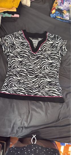 Vintage Y2K Baby Phat Zebra Print scrub top