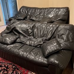 Used Genuine Durable Leather Living Set