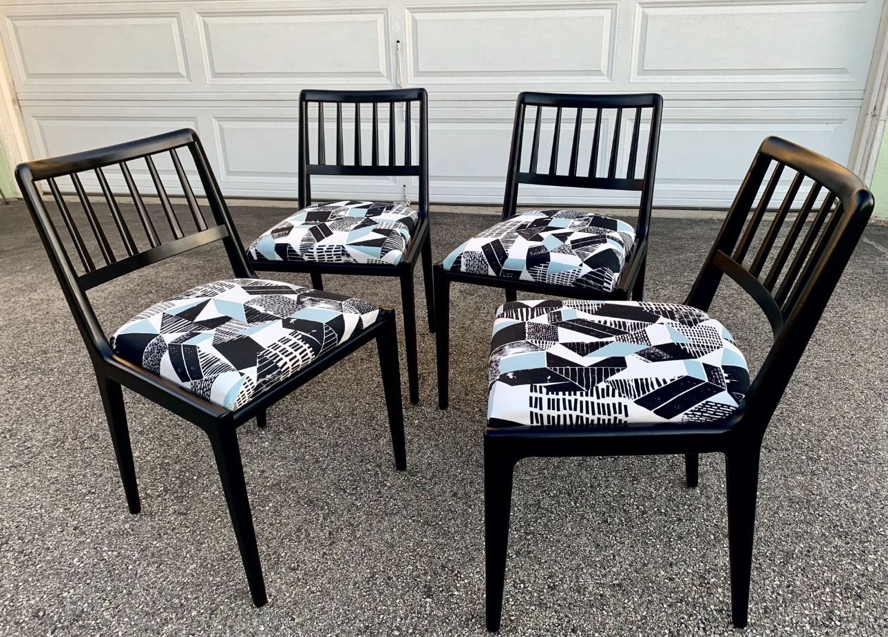MID CENTURY BLACK SPINDLE CHAIRS