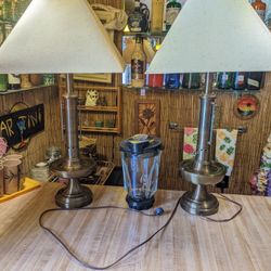 Pair Of Brass Oil Lamps