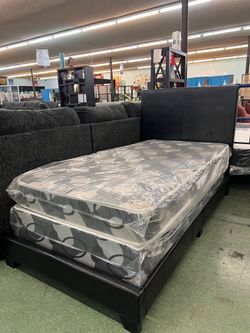 Twin Bed Frame plus Twin Size Mattress and Boxspring