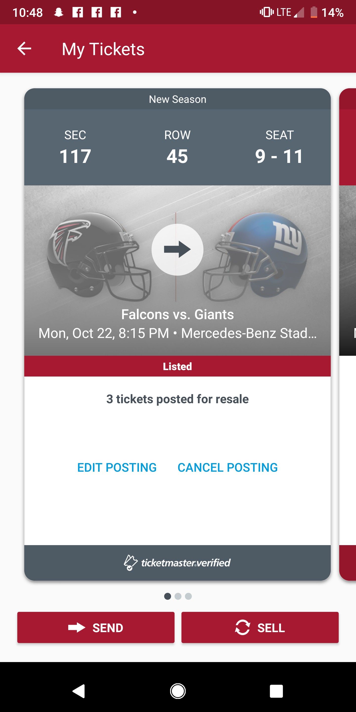 Falcons vs Giants lower level