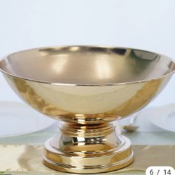Gold Metal Pedestal Flower Pot Floating Candle Bowl