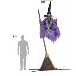 12 ft Animated Hovering Witch Halloween Animatronic, Purple