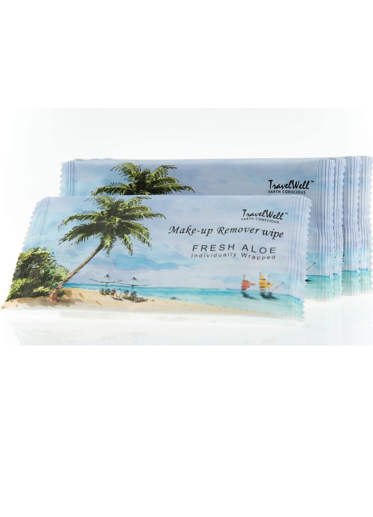 TRAVELWELL - 100 Fresh Aloe Individually Wrapped Makeup Remover Cleansing Travel Wipes
