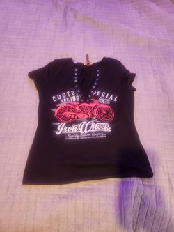 Iron Wheels Motorcycle Graphic T-Shirt size L