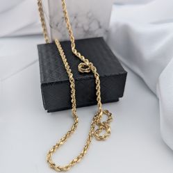 ✨ 💛10K Gold Hollow Mirror Cut Rope Link Chain 4.05g.|18"|3mm💛 ✨
